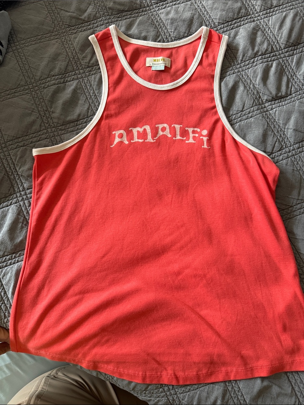 Anthropologie Coral Tank Top with White Trim